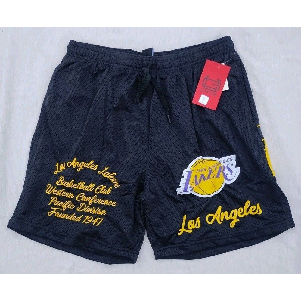 Los Angeles Lakers NBA Mesh Shorts Black Ultra Game Size L Lined Pockets NWT
